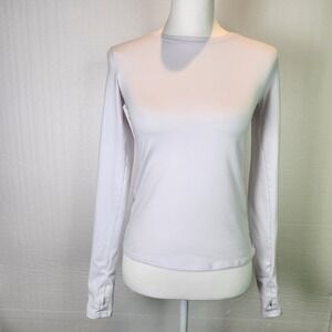 Alo Yoga Base Layer Long Sleeve White Thumbhole Athletic Top Stretchy XXS